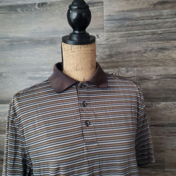 Bobby Jones X-H20 Performance Golf  Collard Shirt Men's Size Small Brown Gold - Picture 5 of 7